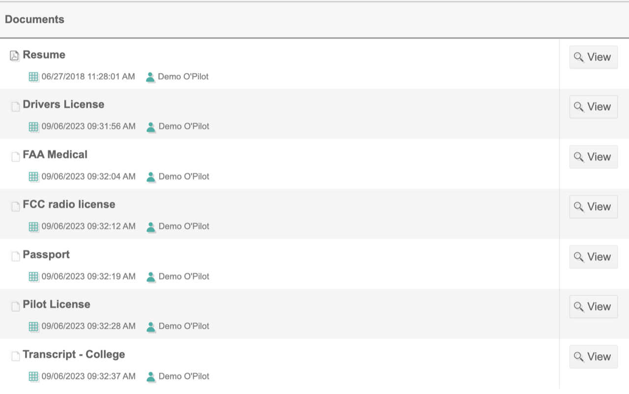 Document Storage Pilot File List
