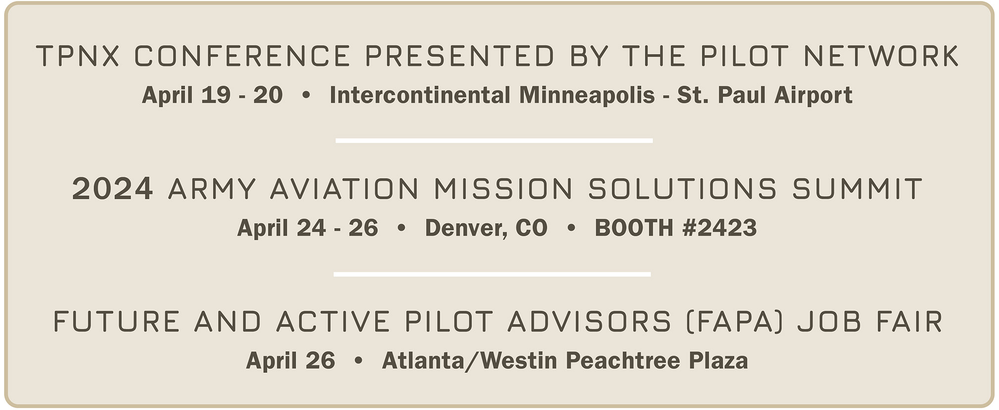 Vistis AMO at upcoming conferences.