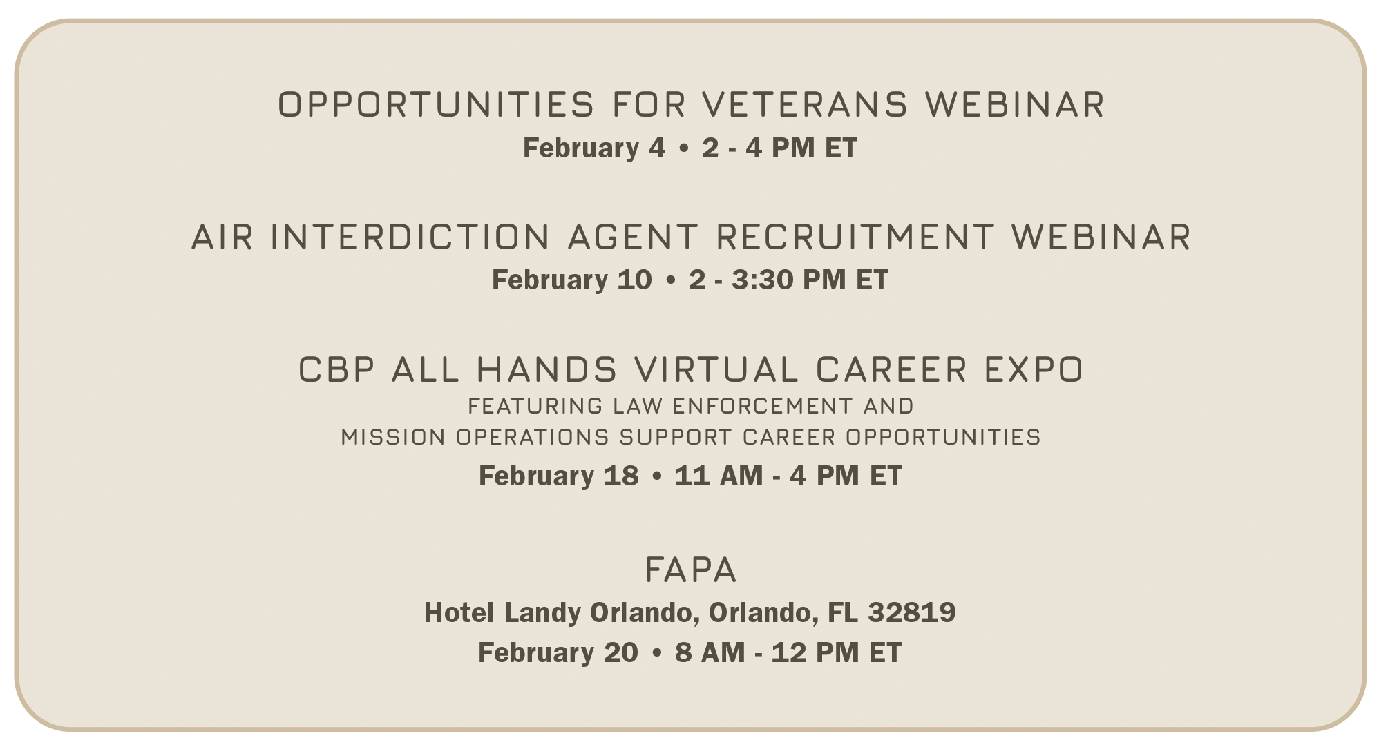 February Recruiting Events