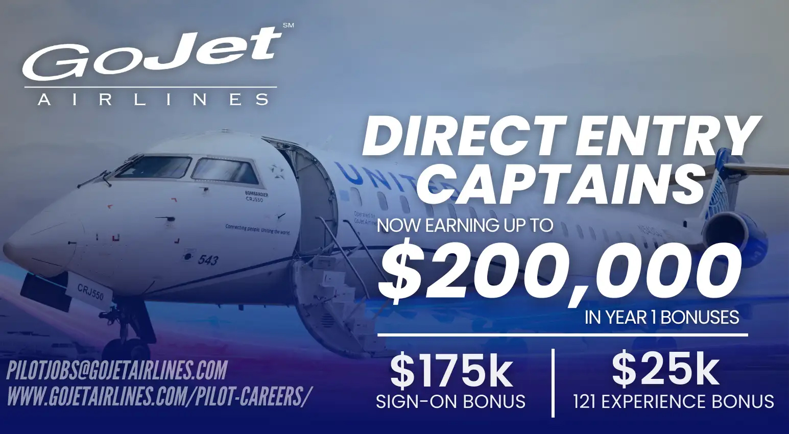 Direct Entry Captains now earn up to $200,000 in Total Bonuses